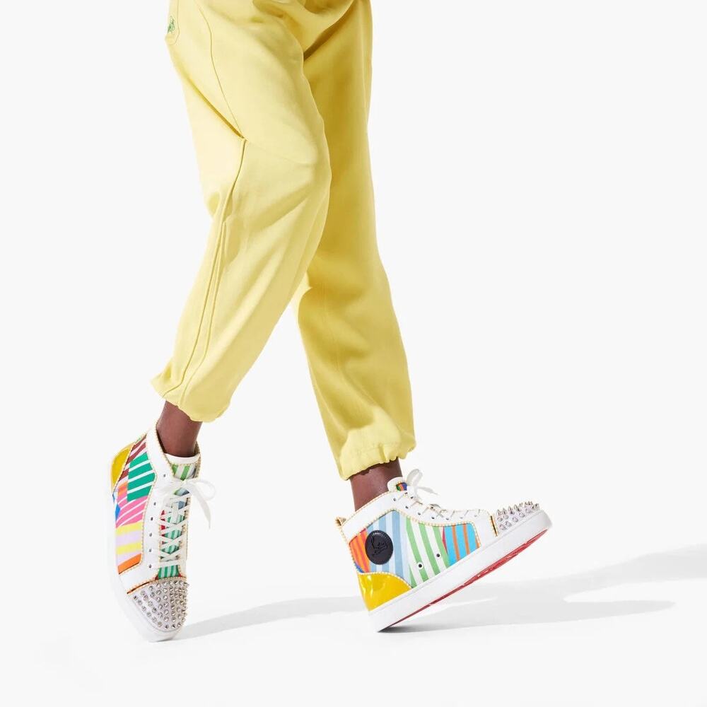 Louboutin Louis Spikes High Top Sneakers Multicolor Leather size EU 41.5 - Picture 5 of 9